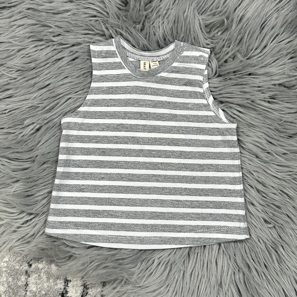 Gray Label Infant Gray Melange White Stripe Tank‎ Size 0-3 Months